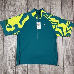 Eastside Golf Polo Wind Shirt Mens M Green Performance Mockneck 1/4 Zip Logo NWT